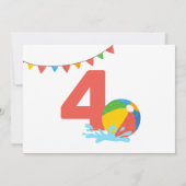 モダンミニマリストプールパーティー4歳誕生日 招待状 (裏面)