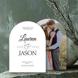 モダンミニマリスト名前カリグラフィー黒写真 招待状