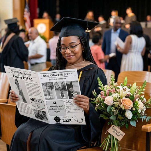 モダンミニマリスト大学卒業新聞 招待状