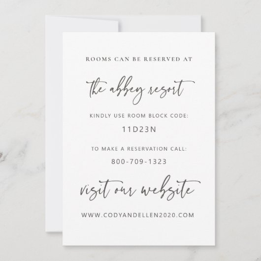 モダンミニマリスト宿泊施設カード 招待状 (正面)