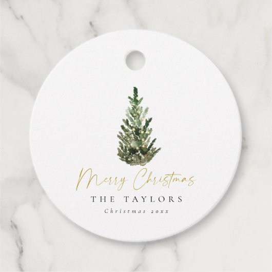 モダンミニマリスト水の色クリスマスツリー フェイバータグ (正面)