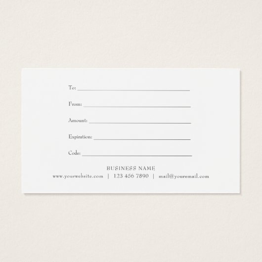 モダンミニマリスト白黒ギフト証明書 (裏面)