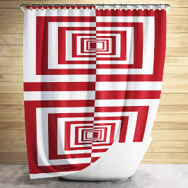 モダンミニマリスト赤幾何学模様 シャワーカーテン
