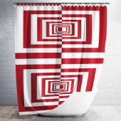 モダンミニマリスト赤幾何学模様 シャワーカーテン