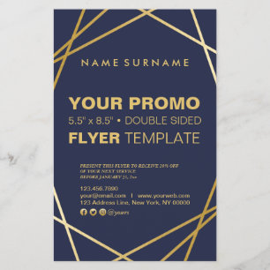 モダンミニマリスト ゴールド ジオメトリック 5.5" x 8.5" フライヤー