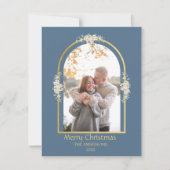 モダンミニマリスト フラワーアーチ フォト グレー シーズンカード (正面)