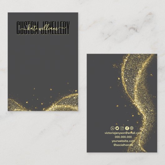 モダンミニマリスト ブラックジュエリー ディスカード 名刺 (正面/裏面)