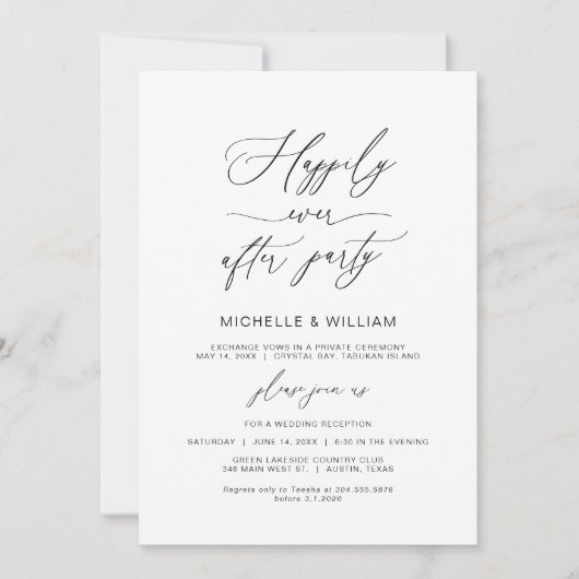 モダンミニマリスト, ブラックフォント, ウェディングエロープメント 招待状 (正面)