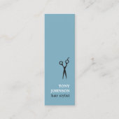 モダンミニマリスト ブルー ホワイト 美容師 スキニー名刺 (正面)