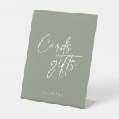 モダンミニマリストSageグリーンカードとギフト 台座サイン (正面)