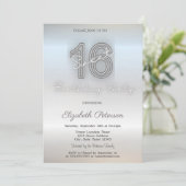 モダンミニマリストSilver Sweet 16 招待状 (スタンド正面)