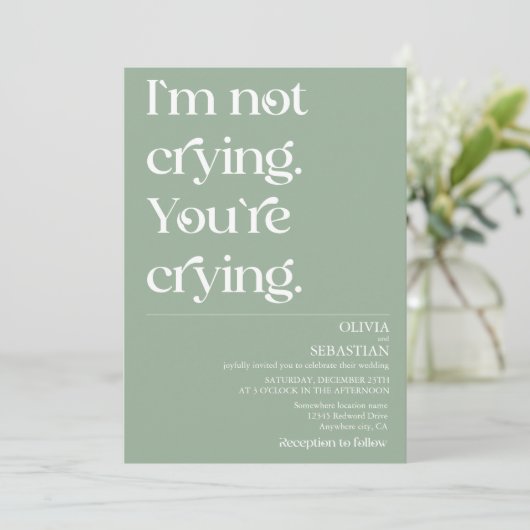 モダンミニマルおもしろいタイポグラフィサージグリーン結婚ズ 招待状 (スタンド正面)