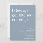 モダンミニマルおもしろいタイポグラフィダスティブルー結婚ズ 招待状 (正面)