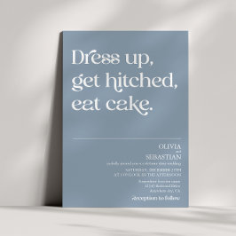 モダンミニマルおもしろいタイポグラフィダスティブルー結婚ズ 招待状