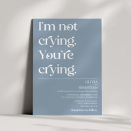 モダンミニマルおもしろいタイポグラフィダスティブルー結婚ズ 招待状