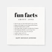 モダンミニマルおもしろい事実誕生日年 スタンダードカクテルナプキン (正面)
