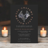 モダンミニマルこうもりハロウィンの衣装パーティー 招待状