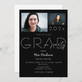 モダンミニマルその後と今2写真卒業パーティー 招待状 (正面/裏面)