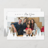 モダンミニマルで新年を迎える家族の写真Pos ポストカード (正面/裏面)