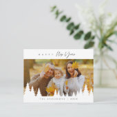 モダンミニマルで新年を迎える家族写真 ポストカード (スタンド正面)