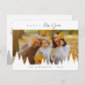 モダンミニマルで新年を迎える家族写真 ポストカード (正面/裏面)