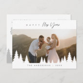 モダンミニマルで新年を迎える家族写真 ポストカード (正面/裏面)