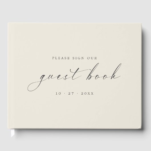 モダンミニマルなアイボリーの結婚式ゲストブック ゲストブック (正面)