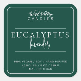 モダンミニマルなエメラルドグリーンキャンドルラベル スクエアシール