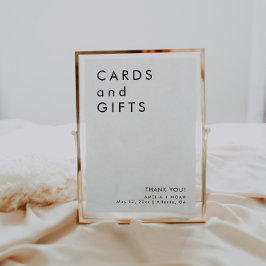 モダンミニマルなカードとギフト結婚のサイン ポスター