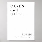 モダンミニマルなカードとギフト結婚のサイン ポスター (正面)