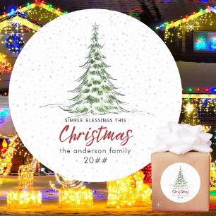 モダンミニマルなクリスマス恵みファミリー名 ラウンドシール