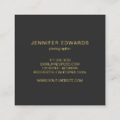 モダンミニマルなグレシンプルー金ゴールドロゴの追加 スクエア名刺 (裏面)