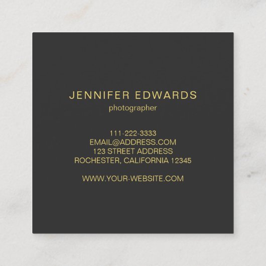 モダンミニマルなグレシンプルー金ゴールドロゴの追加 スクエア名刺 (裏面)