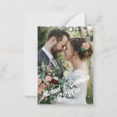 モダンミニマルなスクリプ結婚ト写真rsvp ノートカード (裏面)