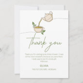 モダンミニマルなティーパーティーのブライダルシャワー サンキューカード (正面)
