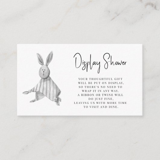 モダンミニマルなバニー式の赤ちゃんシャワー エンクロージャーカード (正面)