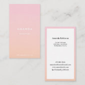 モダンミニマルなピンクのオレンジ色のグラデーション可愛いグラデーション 名刺 (正面/裏面)