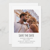 モダンミニマルなブラックアンドホワイトのフォトウェディング セーブザデート (正面/裏面)