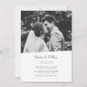 モダンミニマルなブラック＆ホワイトの写真付き結婚式 招待状 (正面)