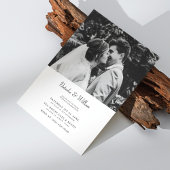 モダンミニマルなブラック＆ホワイトの写真付き結婚式 招待状