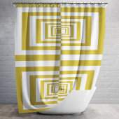 モダンミニマルなベージュ幾何学模様 シャワーカーテン