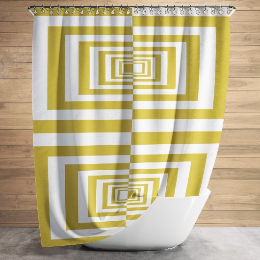 モダンミニマルなベージュ幾何学模様 シャワーカーテン