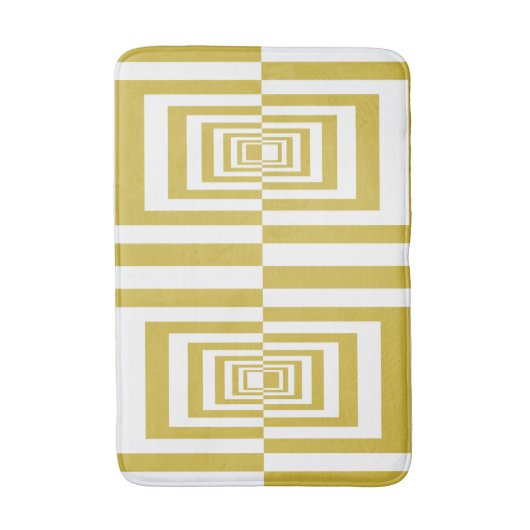 モダンミニマルなベージュ幾何学模様 バスマット (正面縦)