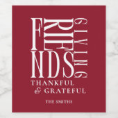 モダンミニマルな感謝祭 ワインラベル (シングルラベル)