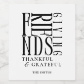 モダンミニマルな感謝祭 ワインラベル (シングルラベル)