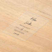 モダンミニマルな手書き結婚名 アクリル招待状 (レイダウン)