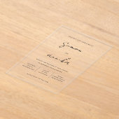 モダンミニマルな手書き結婚名 アクリル招待状 (レイダウン)