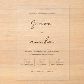 モダンミニマルな手書き結婚名 アクリル招待状 (正面)