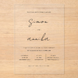 モダンミニマルな手書き結婚名 アクリル招待状