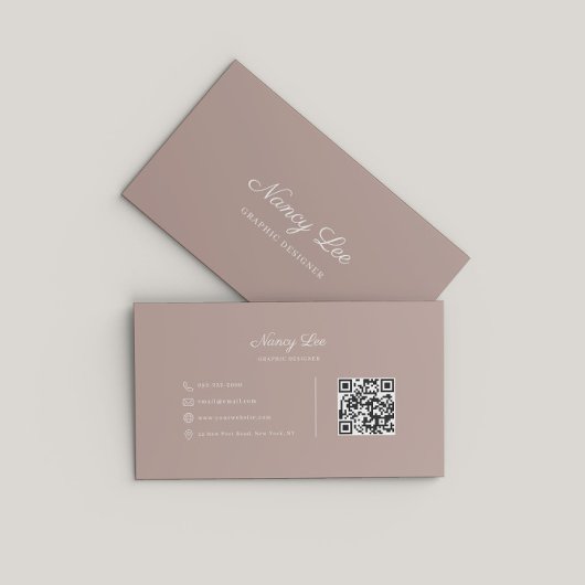 モダンミニマルな洗練されたスクリプトQRコード 名刺